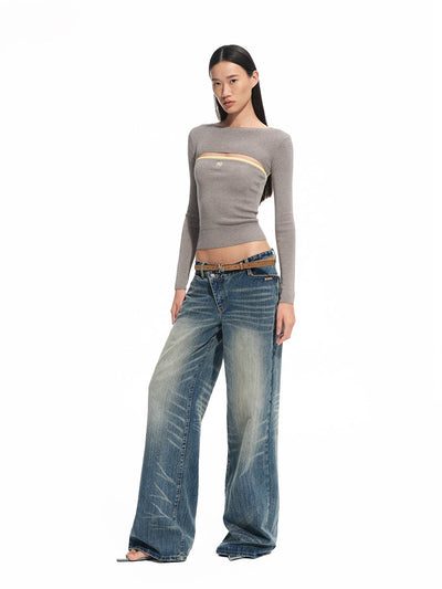 Low-rise Slant-front Jeans NOT0308