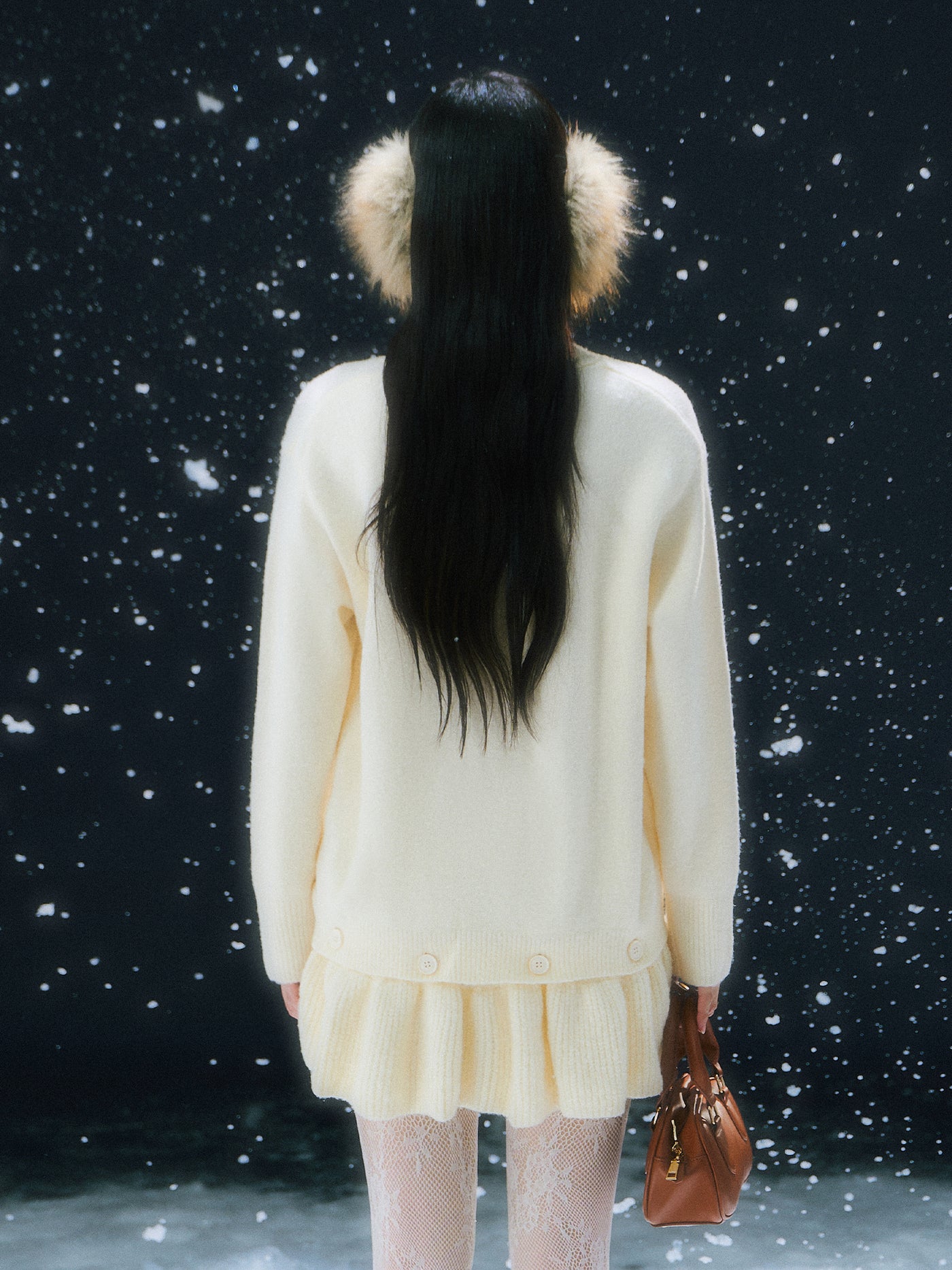 White French Style Bow Knitted Dress WEE0104