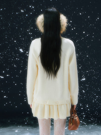 White French Style Bow Knitted Dress WEE0104