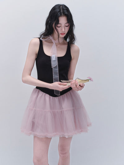 Black And Pink Suspender Tutu Dress FRA0330