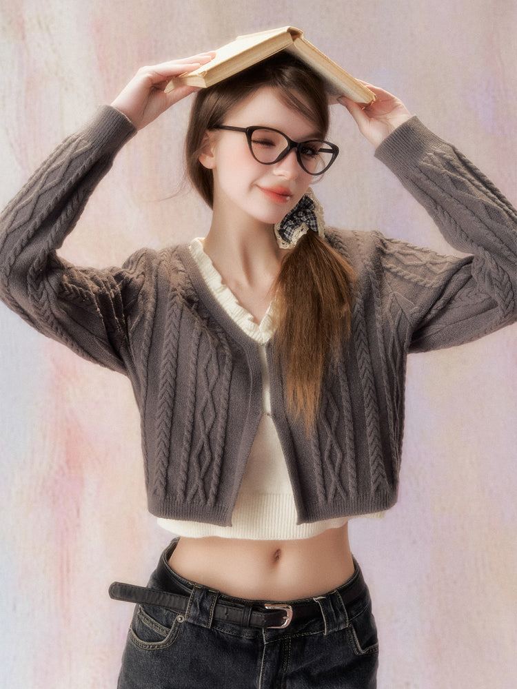 Fake Two-piece Cable Sweater SPE0029