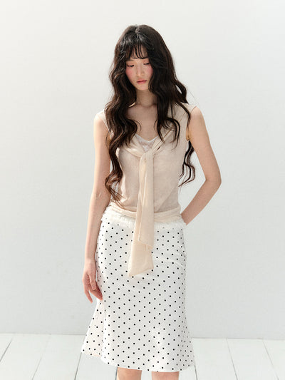 Polka Dot Slim Straight Skirt SHI0149
