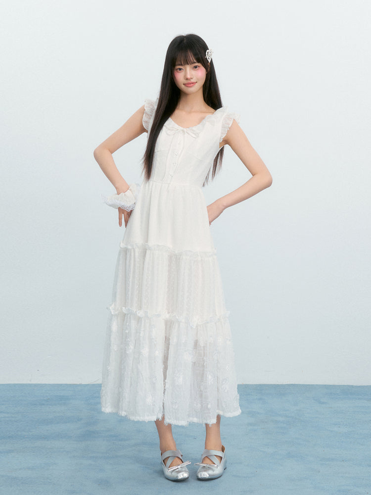 Small Flying Sleeves Cake Mesh Dress NTO0223