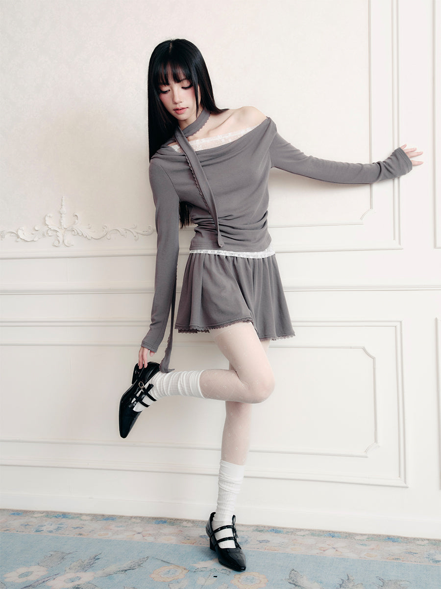 Lace Off-shoulder Top/Skirt FRA0417