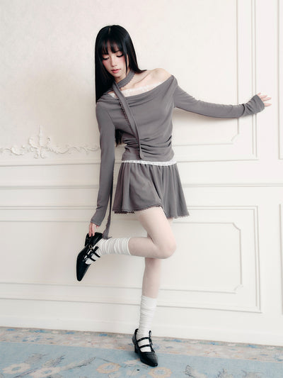 Lace Off-shoulder Top/Skirt FRA0417
