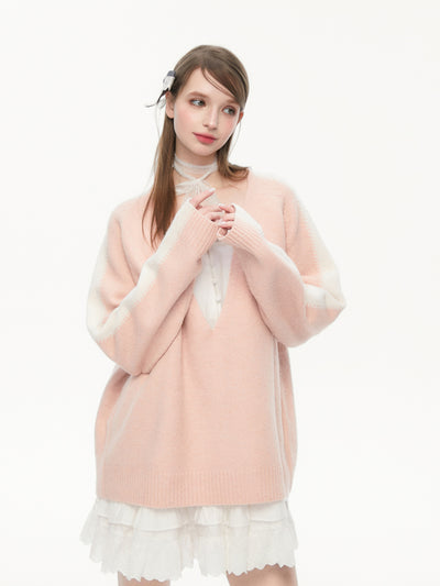 V-neck Loose Pullover Sweater SPE0082