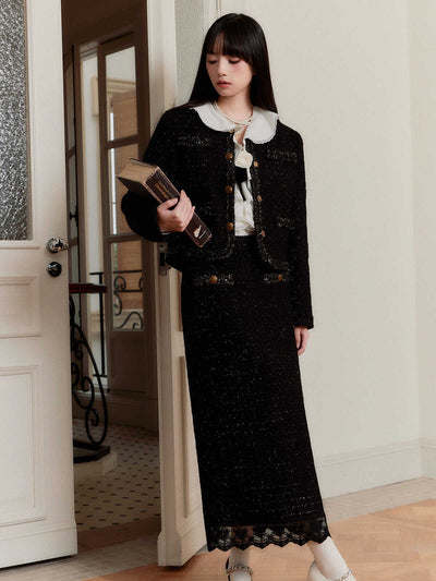 Black and Gold Luxurious Style High-end Suit Jacket/Shirt/Skirt FRA0267