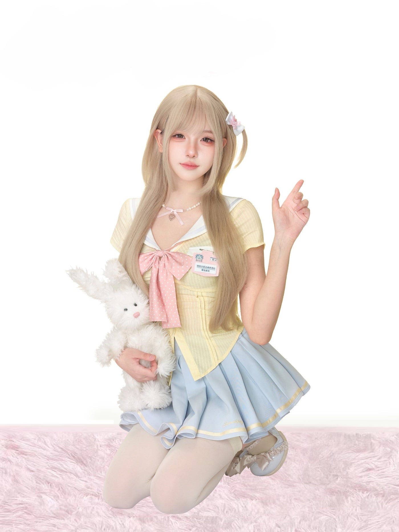 Bow Tie Badge Shirt/Pleated Skirt SER0161