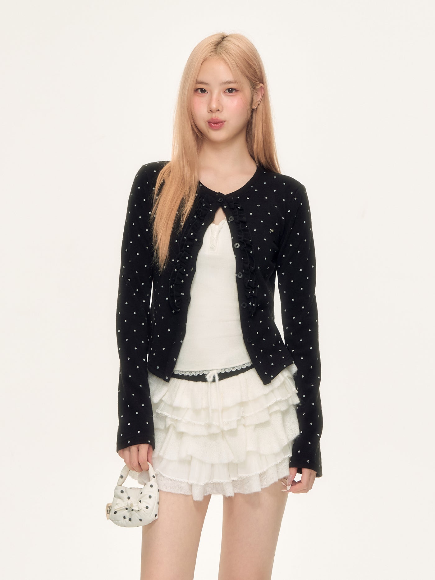 Polka Dot Black Cardigan WEE0068