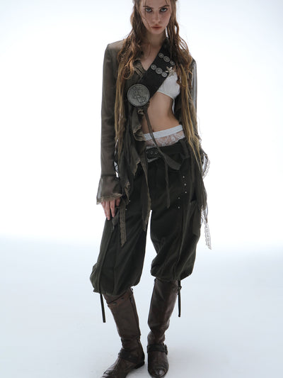 Large Pockets Cropped Pants DOU0125