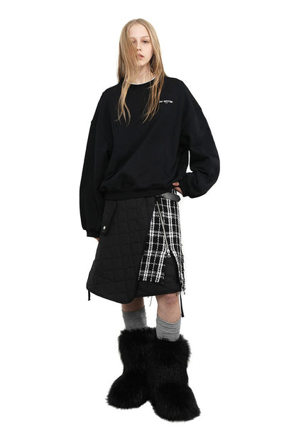 Quilted Checkered Irregular Layered Skirt ANY0077