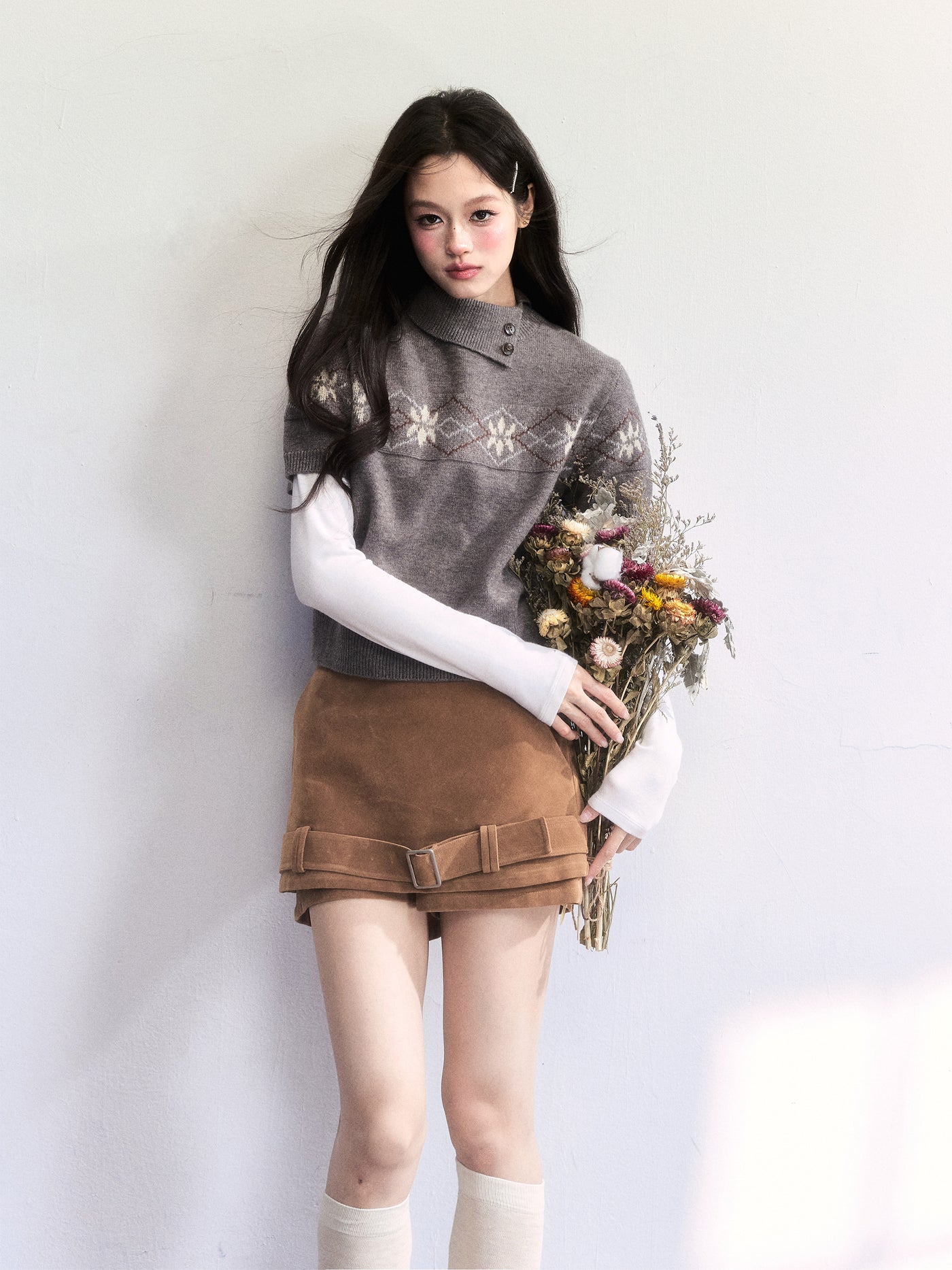 Nordic Design Jacquard Short Sleeve Sweater FRA0502