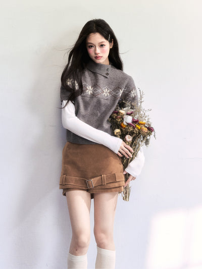 Nordic Design Jacquard Short Sleeve Sweater FRA0502