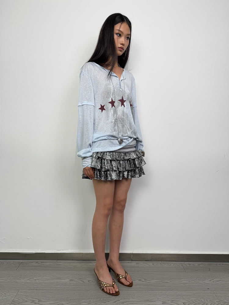 Metallic Satin Puffy Cake Skirt DOU0102