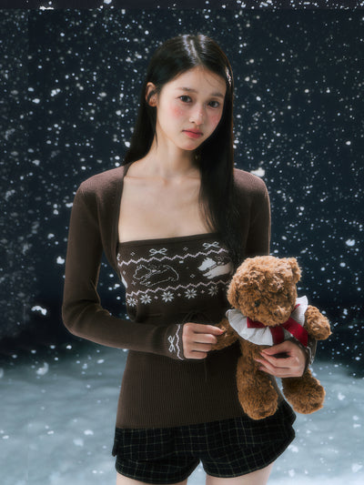 Brown Fair Isle Design Sweater WEE0100