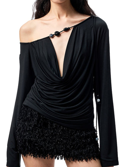 Beaded Off-shoulder Top JIN0018