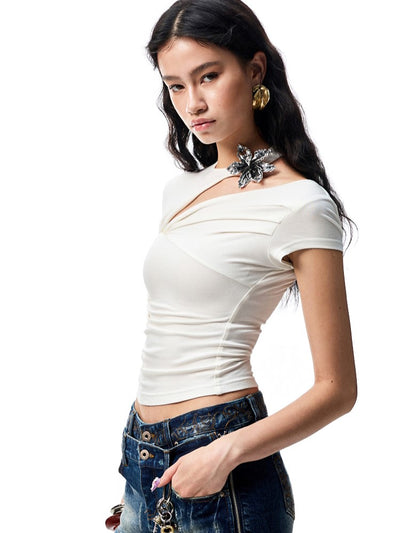Metal Flower Short Sleeve T-shirt JIN0026