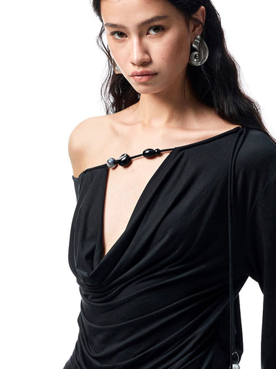 Beaded Off-shoulder Top JIN0018