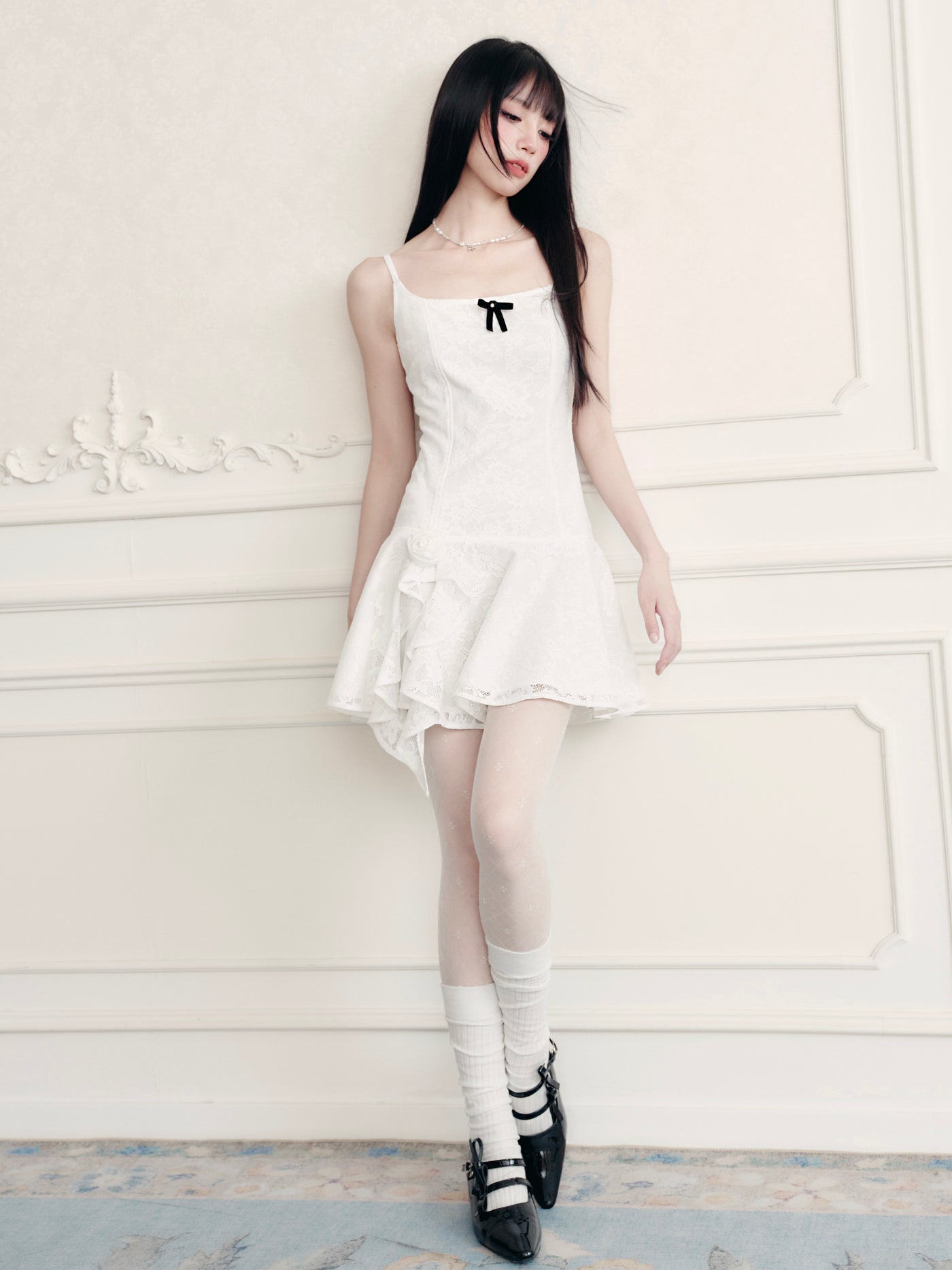 Lace Suspender Bow Dress FRA0427