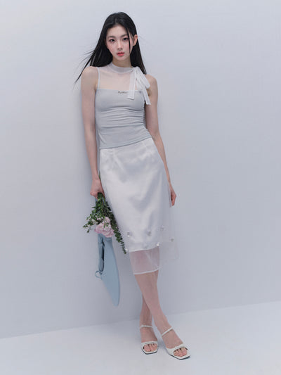 Cloud Design Mesh Top/Slim Skirt FRA0337