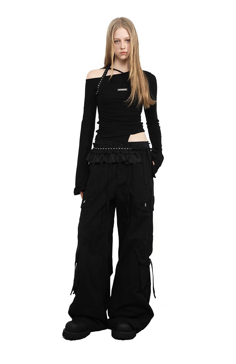 Cross Halter Neck Irregular T-shirt ANY0086