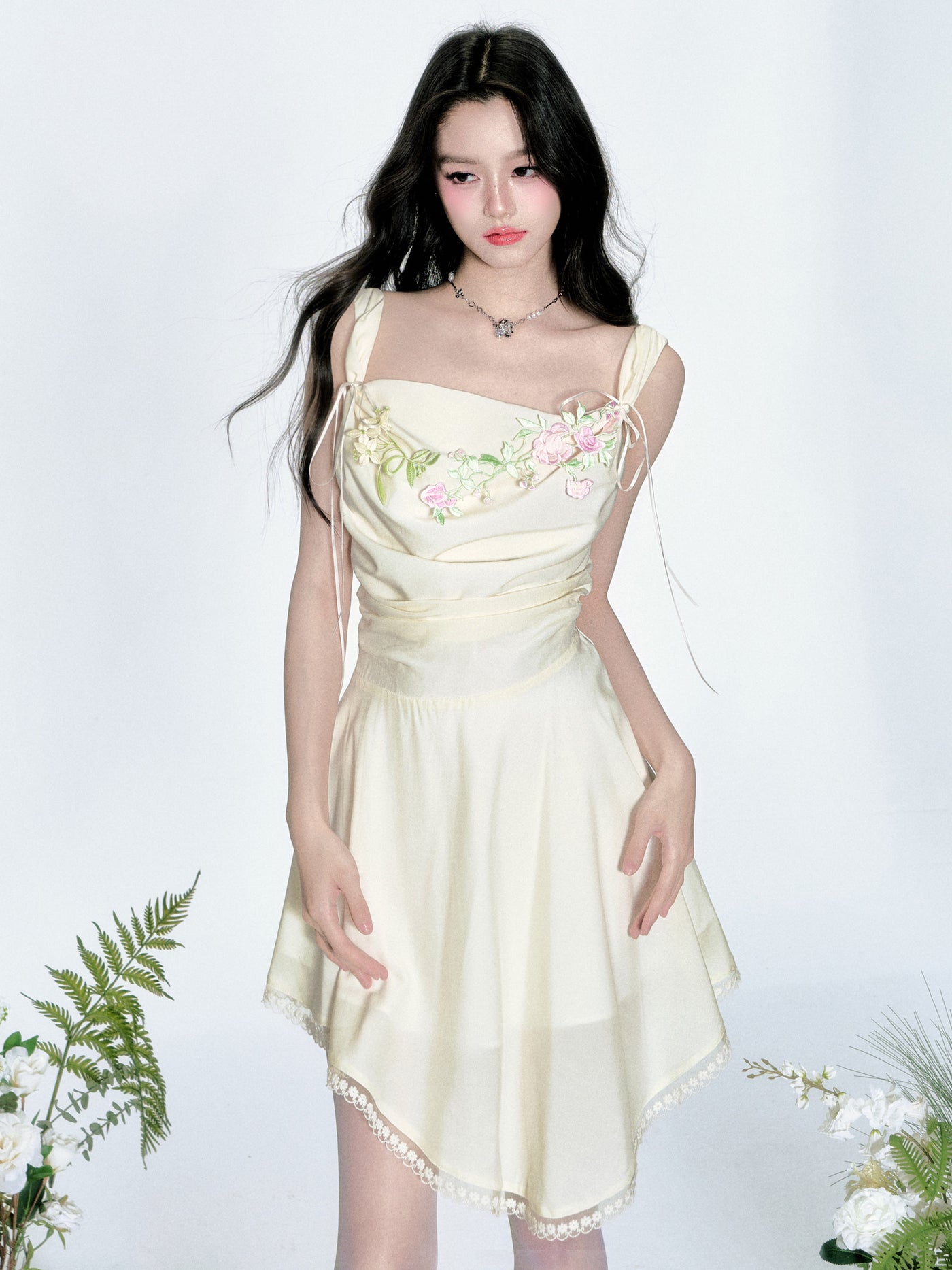 Embroidery Swing Collar Dress FRA0361