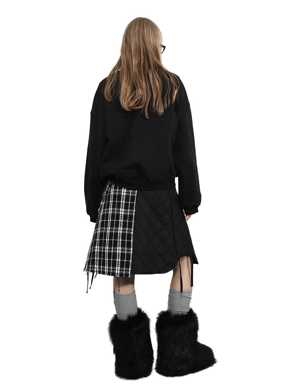 Quilted Checkered Irregular Layered Skirt ANY0077