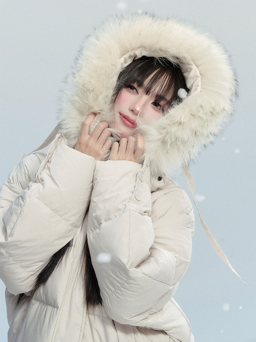 Detachable Fur Collar Hooded Down Jacket FRA0487