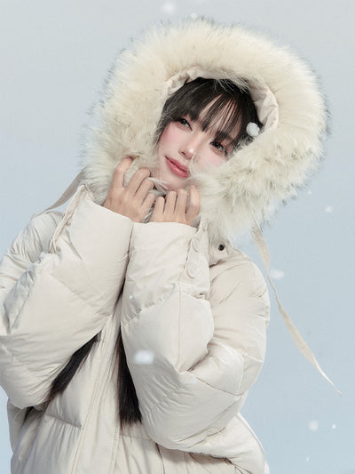 Detachable Fur Collar Hooded Down Jacket FRA0487