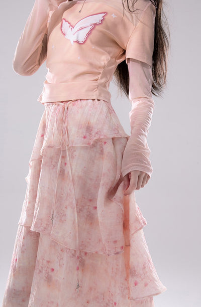 Stain Flower Irregular Cake Skirt COT0251