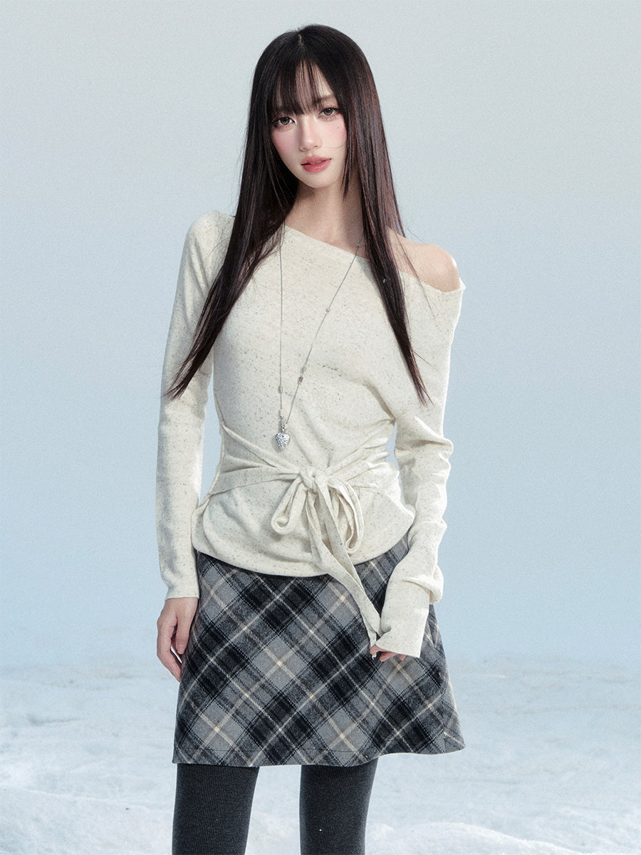 Chic Off-shoulder Tie-up Sweater FRA0476