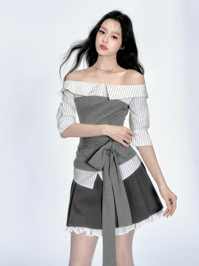 One shoulder Striped Shirt FRA0344