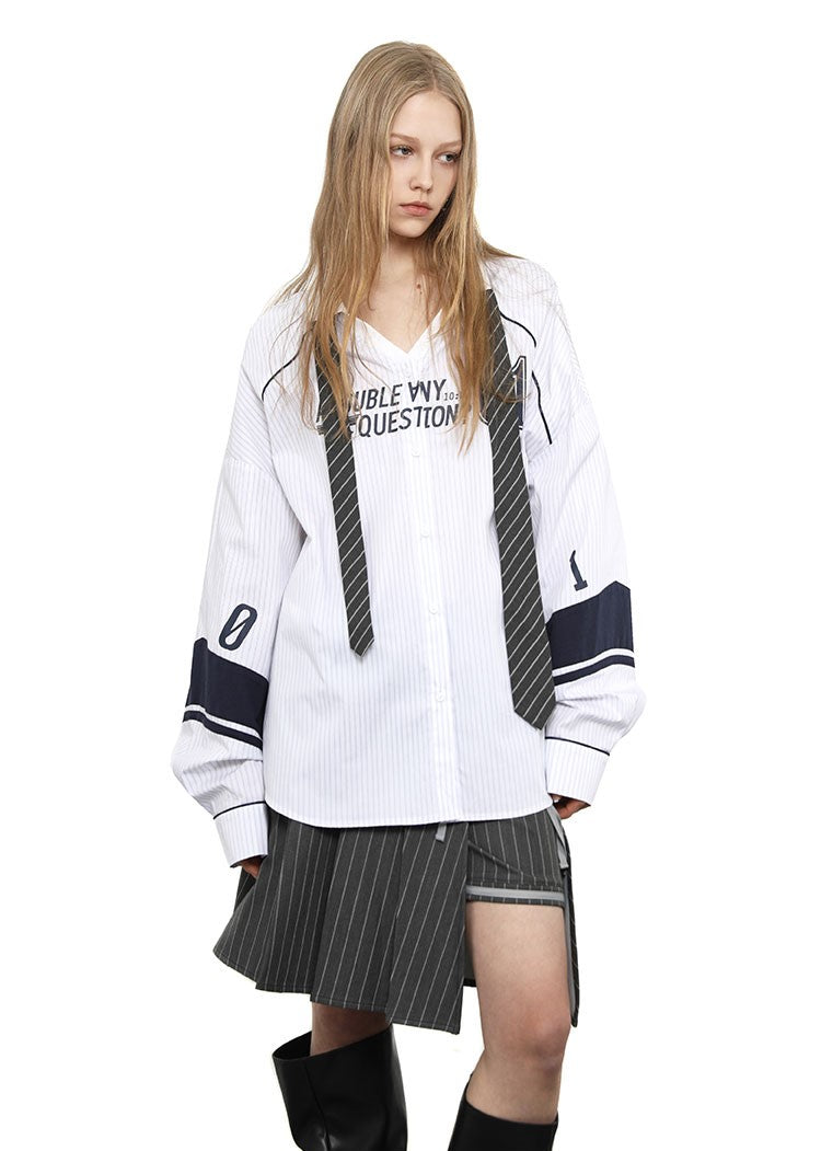 Two-color LOGO Printed Loose Shirt ANY0079