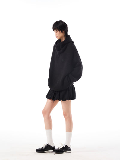 Loose Turtleneck Hooded Knit AOA0041