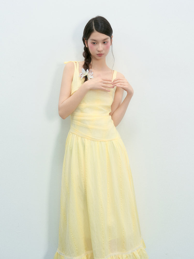 Square Collar Irregular Sling Dress NTO0222