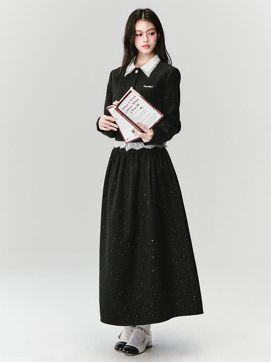 Lace Collar Suit Jacket/Skirt FRA0433