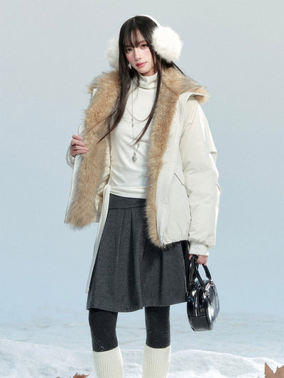 White Eco-friendly Fur Down Jacket FRA0471