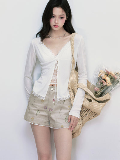 Sunscreen Cardigan/Versatile Lace Camisole FRA0392
