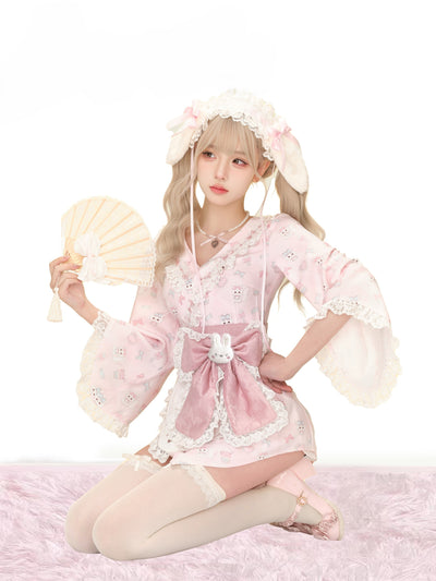 Rabbit Pink Kimono Top/Apron SER0141