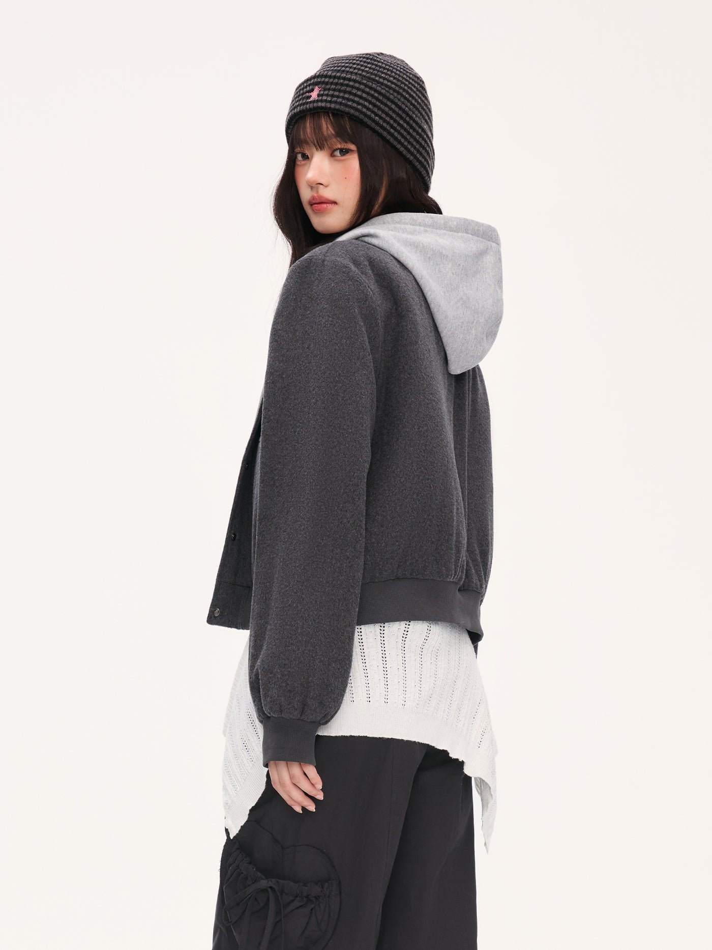 Detachable Faux Two-piece Hooded Jacket WEE0078