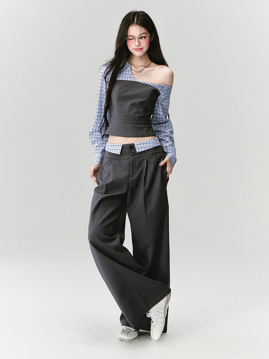 Intellectual Off-shoulder Shirt/Pants FRA0414