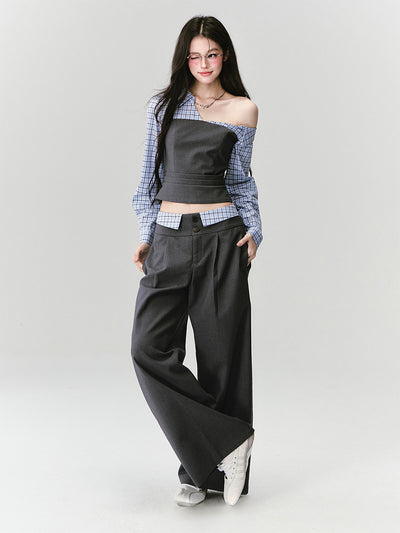 Intellectual Off-shoulder Shirt/Pants FRA0414