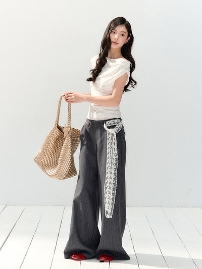 White Short-sleeved Lace T-shirt SHI0148