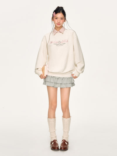 Plaid Shirt Collar Long-Sleeved Sweatshirt WEE0060