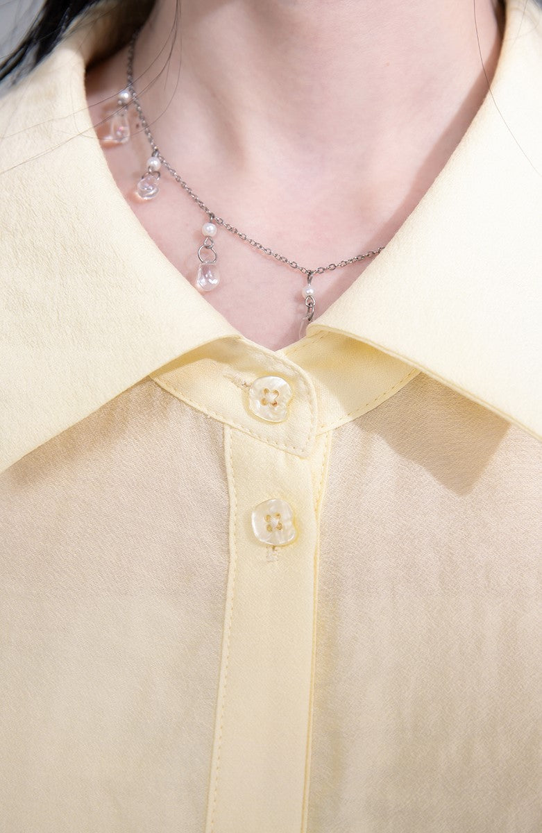 Yellow Lace Stitching Shirt COT0265
