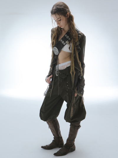 Large Pockets Cropped Pants DOU0125