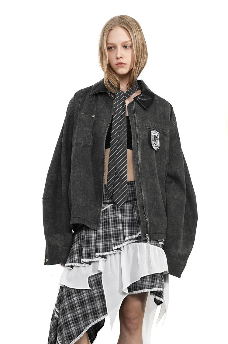 Plaid Patchwork Irregular Midi Skirt ANY0083