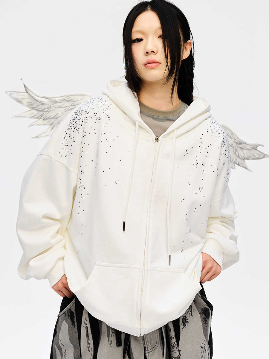 Starlight Rhinestone Angel Sweatshirt Jacket CFI0056