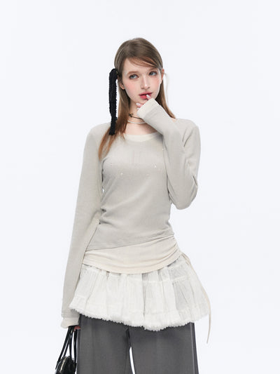Diamond Fake Two-piece Stitching Sweater SPE0070