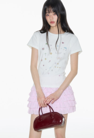 Cartoon Diamond Short-sleeved T-shirt ONT0015